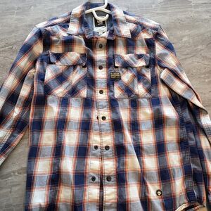 G-Star Plaid Button-Down Shirt in Blue, Orange, White
